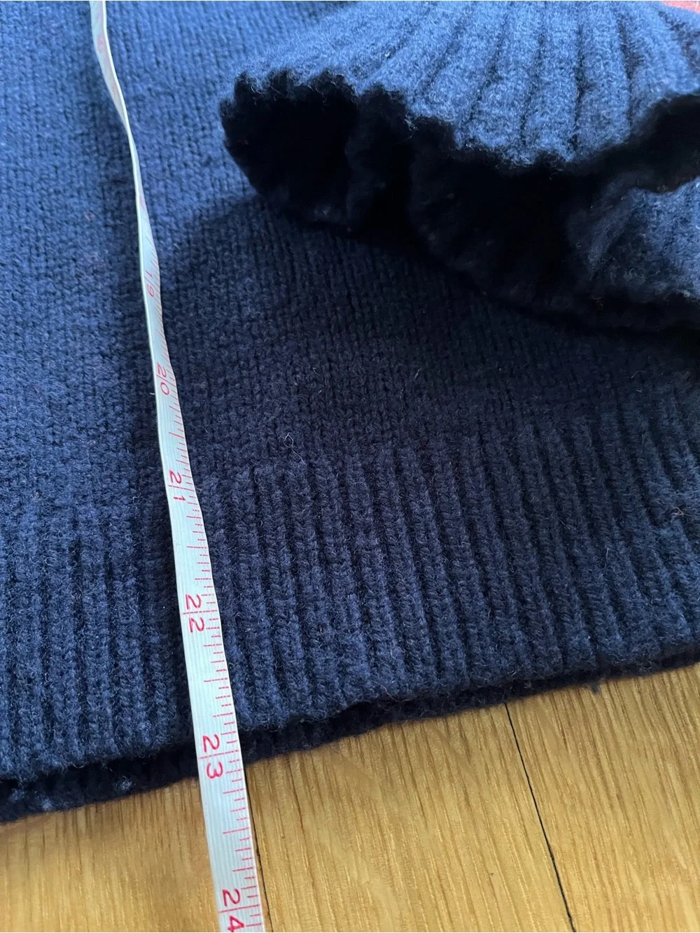 J. Crew Navy Crewneck Sweater with Red Fair Isle Yoke